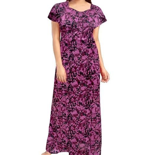 Cotton Nighty Full Length for Women, Printed Night Dress for Women- Free Size - Image 3