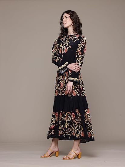 Black Itzel Crepe Long Dress - Image 3