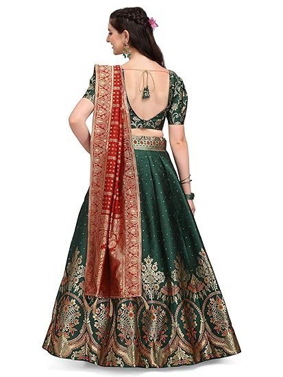 Women's Jacquard Semi-Stitched Lehenga choli - Image 4
