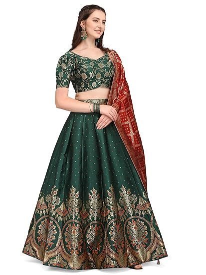 Women's Jacquard Semi-Stitched Lehenga choli - Image 2