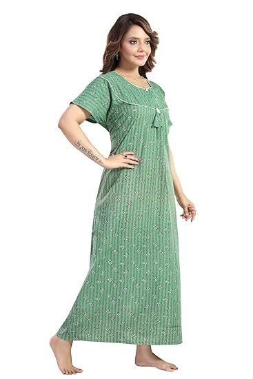 Women's Printed Polycotton Nightdress, Maxi Nighty Pack of 1 - Image 4