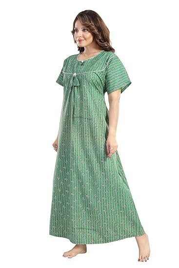 Women's Printed Polycotton Nightdress, Maxi Nighty Pack of 1 - Image 2