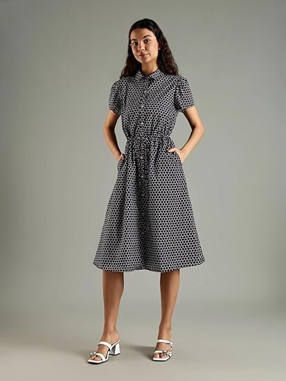 Cotton Spread Collar Shirt Dress - Image 3