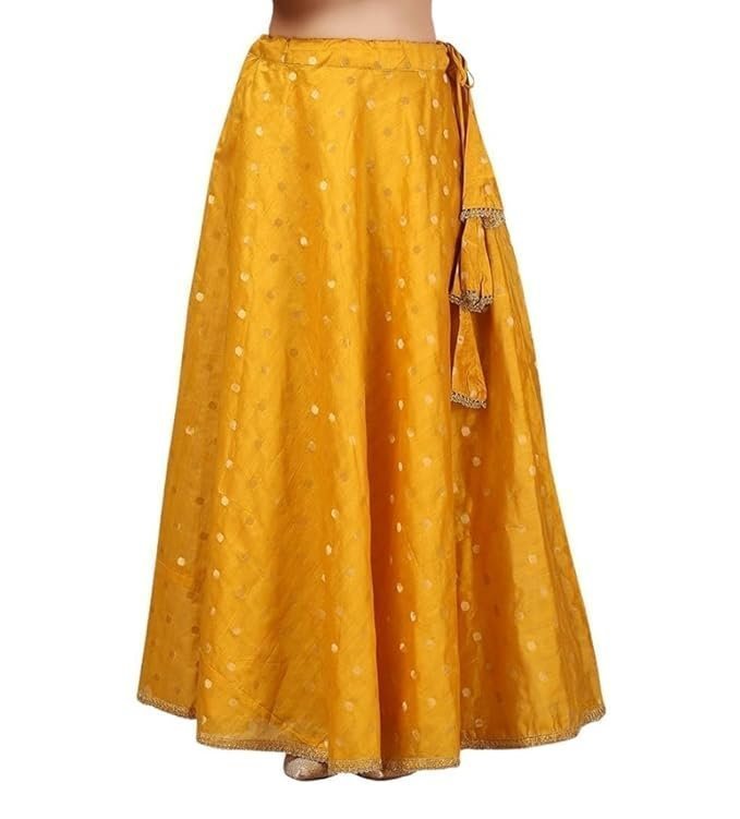 Women's Polyester Readymade Chanderi Silk Long Skirt Lahenga