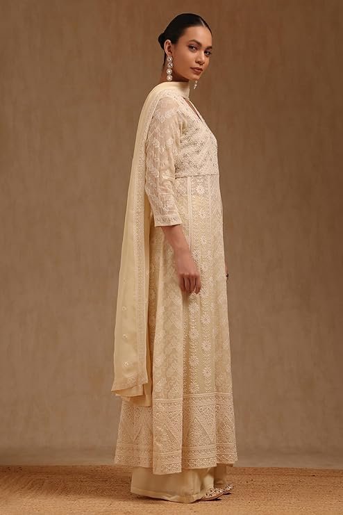 Womens Georgette Embroidered Suit Set With Sequins - Image 2