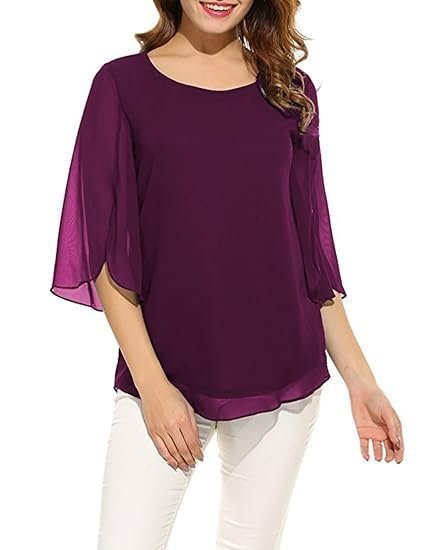 Women's and Girls Georgette Top Maroon - Image 2